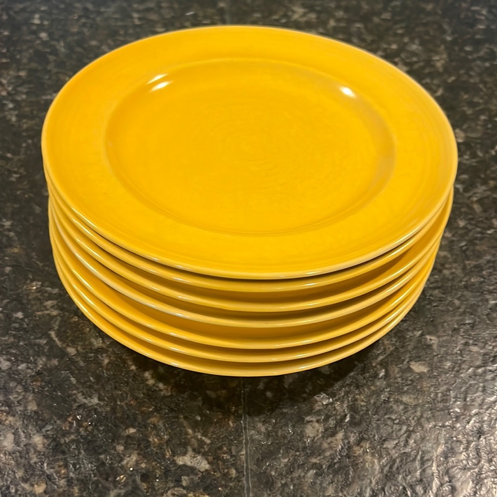 7 Small Mustard Yellow Plates